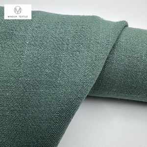 Mindun kain Linen Viscose campuran kotak-kotak 220gsm kain Linen stok banyak di batu Cina kain Linen cuci - Product Image 2