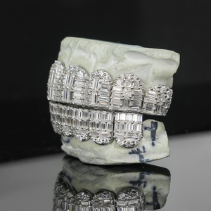 Moissante đồ trang sức Baguette cắt grillz 925 Bạc vvs Iced ra tùy chỉnh moissanite grillz - Product Image 3