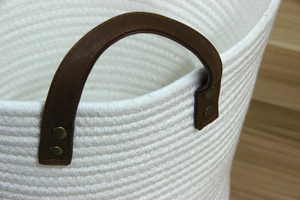 Grand ménage Ménage Corde de Coton Blanc Recyclé Paniers À Linge Stockage Grande Toile De Jute Panier - Product Image 2