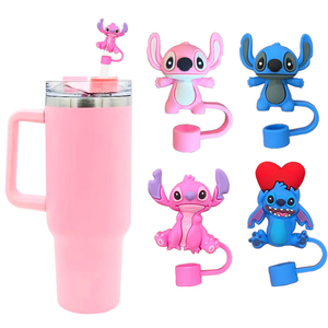 100 styles de embouts de paille en silicone 3D écologiques et réutilisables de <span class=keywords><strong>10</strong></span> mm, motifs de dessins animés mignons, accessoires pour pailles à boire - Product Image 1
