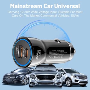 Nuevo 48W QC3.0 Cargador de coche rápido 3A <span class=keywords><strong>USB</strong></span> Tipo-<span class=keywords><strong>C</strong></span> PD Cargador rápido <span class=keywords><strong>Mini</strong></span> enchufe de coche portátil para teléfono móvil - Product Image 3