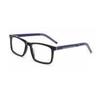 BONA Lunettes unisexes avec jambes en caoutchouc Lunettes optiques rectangulaires en acétate pour la mode