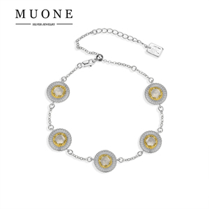 <span class=keywords><strong>Bracelet</strong></span> en argent sterling 925 avec perles en zircon cubique, plaqué or rhodié, bracelets à breloques pour femmes et filles, cadeau - Product Image 1