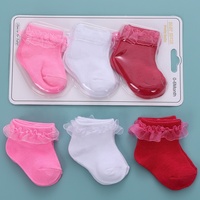Nouvelle Arrivée Chaussettes Bébé Fille Adorables en Tricot Respirant avec Jolie Dentelle pour Nouveau-né