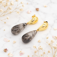 Boucles d'oreilles pendantes en résine naturelle, acier inoxydable, broche en or 18 carats, résistantes à l'eau, hypoallergéniques, élégantes pour femme, accessoire de fête
