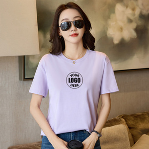 Camiseta de Mujer 74% Algodón 26% Poliéster, Corte Regular, Camisetas Básicas de Verano de Manga Corta, Camisetas con Logotipo Personalizado por Serigrafía - Product Image 1