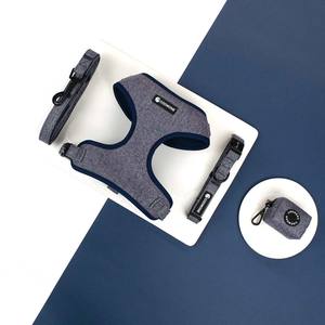 Mewah kustom Logo tidak ada tarik Twill Anjing Harness Set pribadi kerah hewan peliharaan katak klip tali anjing LOQ MOQ produsen - Product Image 1