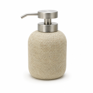 Ensemble de salle de bain en résine de sable à texture lin naturel rustique, accessoires aspect tissé beige pour une décoration de salle de bain neutre - Product Image 3