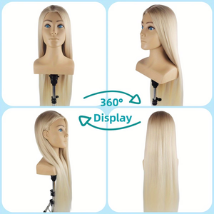 Modelo Actualizado de Cabeza de Maniquí Realista para Exhibición de Pelucas con Cabello Largo, Ideal para Prácticas de Trenzado y Maquillaje - Product Image 6
