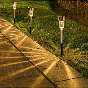 ไฟสวนพลังงานแสงอาทิตย์ สแตนเลส สตีล แอลอีดี ไฟตกแต่งสนามหญ้ากลางแจ้ง พร้อมฐานเสียบสำหรับไฟส่องสว่างทางเดินลานบ้าน - Product Image 5