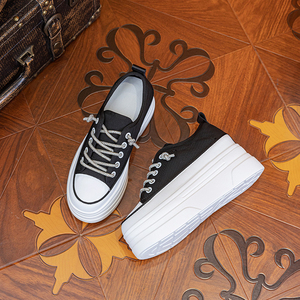 Baskets décontractées blanches en maille respirante pour femmes, été 2026, à bout ouvert, semelle épaisse de 8 cm, talon compensé caché, lacets en strass - Product Image 5