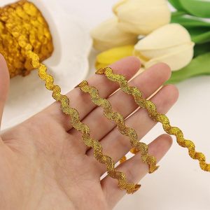 Rick Rack Wave Bending Fringe <strong>Trim</strong> Gold Lace Ribbon <strong>RIC</strong> <strong>Rac</strong> <strong>Trim</strong> Metallic for Sewing Clothes Gift Wrapping Home Party Decoration - Product Image 2