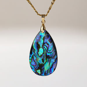 Conjunto de joyería de concha de abulón Natural con gotitas de agua al por mayor, colgante para collar, pendientes, ajuste de garra para mujer, vocación - Product Image 4