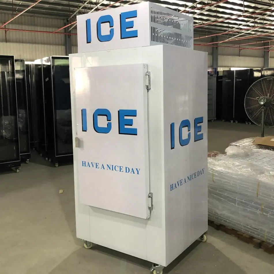 Max 2500lb depolama kapasitesi torbalı buz küpü merchandiser dondurucu deposu satılık
