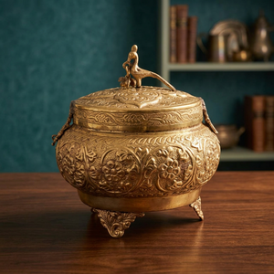 Magnifique lampe de chevet antique en laiton avec motifs embossés ornés et pieds trépieds vintage pour la décoration intérieure traditionnelle – Vente en gros - Product Image 1