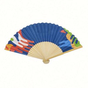 Abanico Plegable de Bambú Natural de 21 cm Personalizable con Diseño de Flores Pintadas, Regalo Empresarial, Artesanía de Bambú - Product Image 4