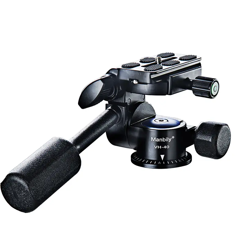 Manbily VH-40 Fluid Head Drag Pan Tripod Head Aluminum 3 way Panorama with Handle for Photography Video Camera Camcorder