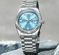 Montre mécanique automatique pour homme, plaquée or, avec lunette cannelée, bracelet Jubilé en acier inoxydable, montre-bracelet de style professionnel
