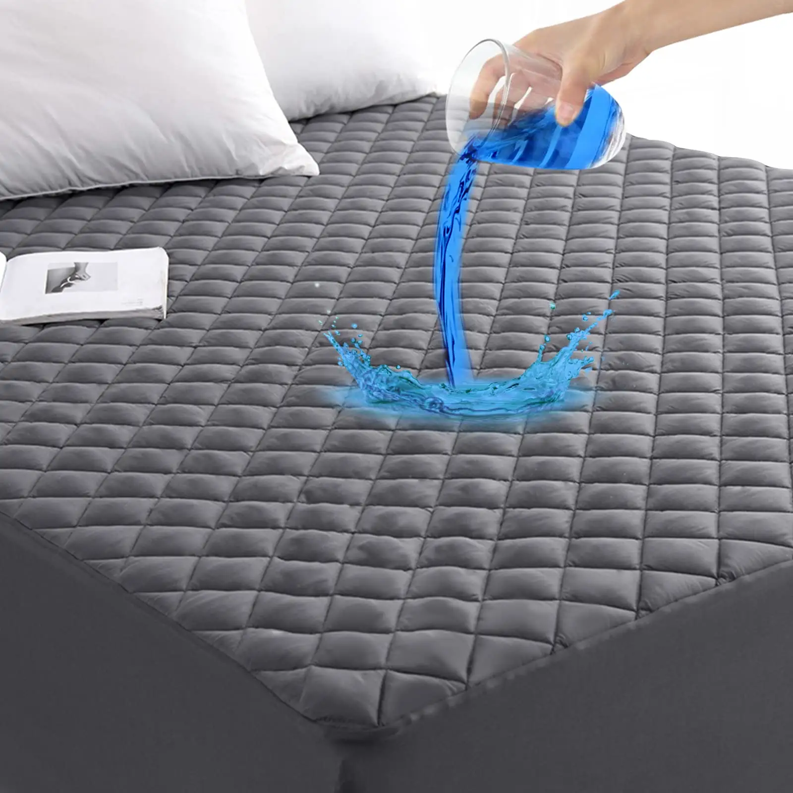 Colchón acolchado ajustado 100%, impermeable, transpirable, Protector de colchón de algodón silencioso, almohadilla de protección para cama 80