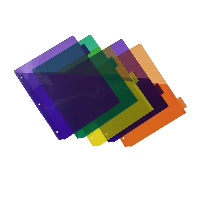 Divisor de 3 anéis de índice plástico, divisor multicolorido de bolso duplo