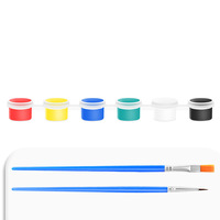 Peinture acrylique écologique Artecho Classic non toxique, 6 couleurs, pot de peinture en bande de 2,5 ml, 6 pièces avec 2 pinceaux, ensemble de peinture artistique