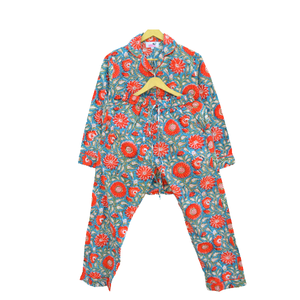 Anokhi 100% Pure Cotton Floral Hand Block Printed Quick Dry Pajama <b>Set</b> Women Indian Style Summer Sleepwear Bridesmaid Bridal - Product Image 1