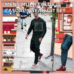 New Trends Mens Solid Color Breathable Printed Sweatsuit Casual Sport Two-Piece Set with Long Sleeve <b>T</b>-<b>Shirt</b> and Trousers - Product Image 3
