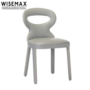 WISEMAX – meuble de salle à manger moderne, <span class=keywords><strong>chaise</strong></span> <span class=keywords><strong>en</strong></span> <span class=keywords><strong>cuir</strong></span> gris, dossier rond, cadre <span class=keywords><strong>en</strong></span> bois massif, <span class=keywords><strong>chaise</strong></span> de salle à manger pour la maison - Product Image 6