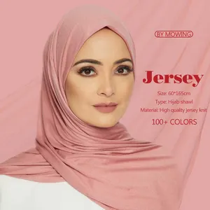 뜨거운 판매 무거운 저지 스카프 스트레치 Hijab 일반 머리 스카프 도매 여성 스톨 저지 코튼 Hijab