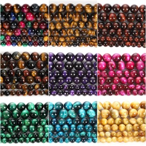 Pierre d'oeil de tigre naturelle perles en vrac 6mm couleur perforée bricolage bijoux semi-finis accessoires stock en gros - Product Image 2