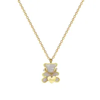 Haute qualité en acier inoxydable Anti ternissement dessin animé ours pendentif collier étanche 18k or ours coeur à la mode bijoux cadeau