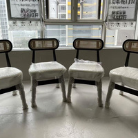 Chaise de salle à manger en bois avec dossier en cuir patte de chat et assise rembourrée, chaise d'appoint moderne pour salle à manger, cuisine, restaurant