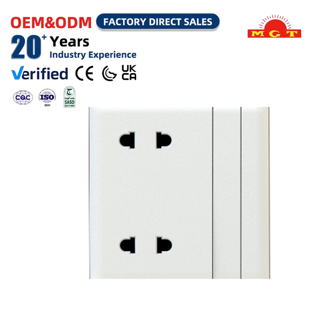 OEM Factory Home Use Electrical 2 Gang Light Switch with 2 Gang Power Socket Integrated Panel Wall Mounting Socketed Switches