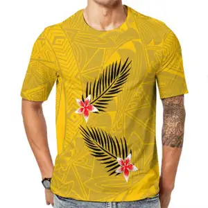 Camiseta de manga corta polinesiana para hombre, camisa de cuello redondo con personalidad, arte de isla del Caribe, movimiento grande 8XL, venta directa de fábrica