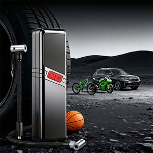 Compresseur d'air portable AIBO en métal à double cylindre 1200g avec affichage numérique et chargement sans fil pour voiture, moto, vélo et gonflage de ballons - Product Image 1