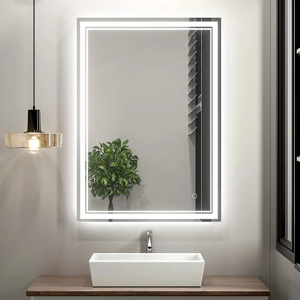 Hình chữ nhật tường Gương phòng tắm Vanity thông minh Gương phòng tắm đèn nền không thấm nước dẫn hiện đại tắm gương