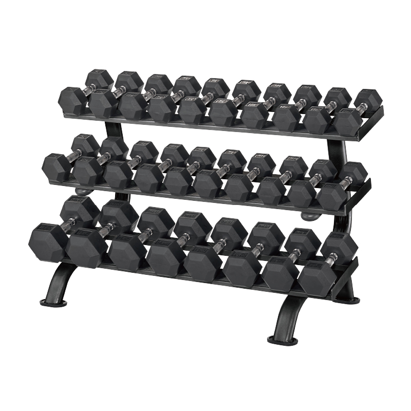 gym fitness equipment high-end adjustable 3 tier 15 pair triangle hex ...