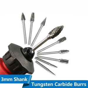 Jeu de fraises rotatives en carbure de tungstène avec tige de 3 mm (1/8 po) – Mini fraises en carbure pour meuleuse <span class=keywords><strong>Dremel</strong></span>, idéales pour le travail du bois et le meulage des métaux - Product Image 1