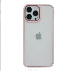 Colorful Camera Frame Metallic Button PC+TPU Rubber Painting Hard Phone Case for iPhone 13pro max