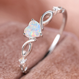 <span class=keywords><strong>Anillo</strong></span> de ópalo de fuego blanco arcoíris, anillos de Luna pequeña de Color rosa dorado y plateado para mujer, alianzas de boda, <span class=keywords><strong>anillo</strong></span> de compromiso de <span class=keywords><strong>piedra</strong></span> ovalada, joyería - Product Image 4