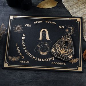 12 pouces en bois noir parler ou esprit conseil et Planchette Kit <span class=keywords><strong>radiesthésie</strong></span> Divination conseil ensemble Laser gravé réponses conseil - Product Image 4