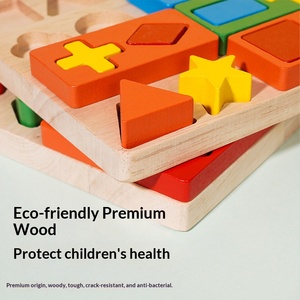 KAI AO Wooden Jigsaw Puzzle Box Digital Shape Matching Board Montessori Sensory Toy for Children 2-4 Years Developing - Product Image 5