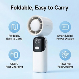 Ventilador <span class=keywords><strong>de</strong></span> Mano Recargable Plegable <span class=keywords><strong>de</strong></span> 2400 mAh, USB, para Uso <span class=keywords><strong>en</strong></span> el Hogar y el Automóvil, Motor sin Escobillas, Ligero, <span class=keywords><strong>de</strong></span> Plástico <span class=keywords><strong>de</strong></span> Alta Calidad, Semiconductor - Product Image 3