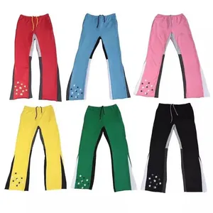 2023 Hip Hop Logo personnalisé pile hommes pantalons évasés hommes survêtement piste pantalons de survêtement pantalon Patchwork Graffiti élastique hommes pantalons