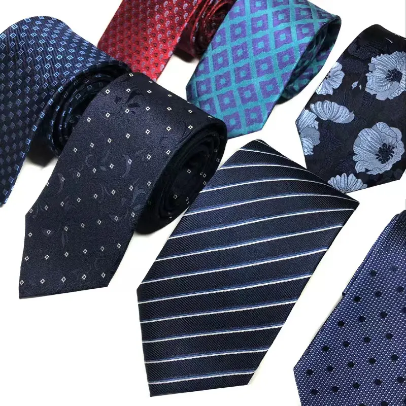 Silk Tie and Handkerchief Skinny Tie Men Neck Tie Set Gift Customized Fancy Jacquard Box Silkscreen Style Stripe Pattern Pcs Dot