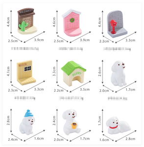 Vente en gros de figurines de dessins animés mini jouets pour enfants sculpture d'animaux art résine sable été <span class=keywords><strong>chien</strong></span> endormi <span class=keywords><strong>livre</strong></span> de lecture planche de surf chaise à bière - Product Image 2