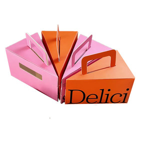 Xách tay tam giác bánh nướng món tráng miệng Mousse đóng gói hộp với mini HD cửa sổ vật nuôi cho thực phẩm vận chuyển được làm từ giấy các tông - Product Image 1