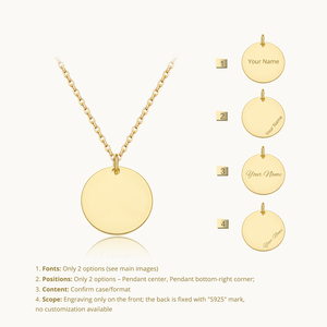 FUAMAY bijoux minimalistes en argent 925 plaqué or 18 carats plusieurs tailles gravées sur mesure pendentif rond et rectangle nom/date colliers - Product Image 3