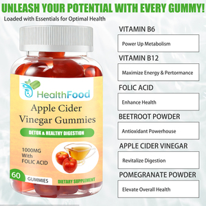 Gummies de Vinaigre de Cidre de Pomme en Gros avec Acide Folique pour Soutenir le Métabolisme des Nutriments et la Production d'Énergie, Gummies de Vitamine B12 - Product Image 4