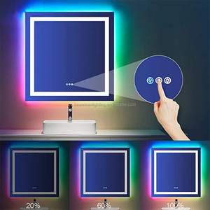 Gương Phòng Tắm Có Đèn <span class=keywords><strong>Led</strong></span> <span class=keywords><strong>RGB</strong></span> Lãng Mạn Mới Lạ Gương Chiếu Sáng Thông Minh <span class=keywords><strong>LED</strong></span> 36 Inch Vuông Không Khung Chạy 3CCT Thay Đổi <span class=keywords><strong>RGB</strong></span> - Product Image 2